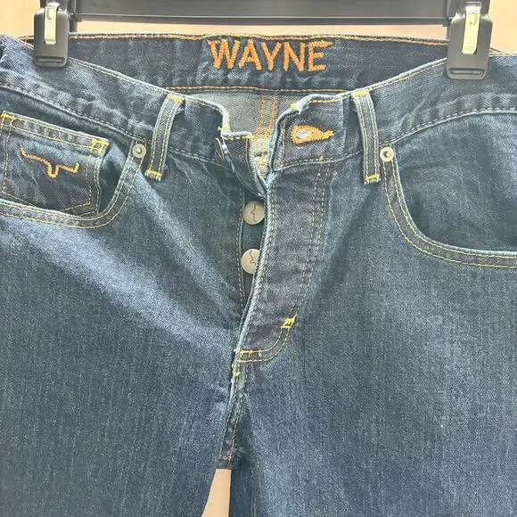 Kimes Ranch Wayne Jeans- Made in USA-Mens 28x32 -Dark Wash Button Fly Western - Picture 4 of 7